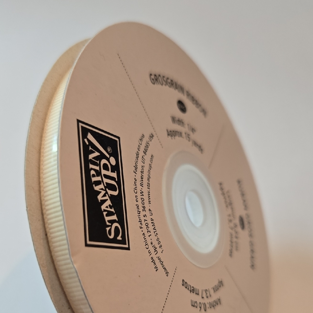 NWT Stampin' Up! Retired Very Vanilla Grosgrain Ribbon 1/4" x 15 Yards Spool
